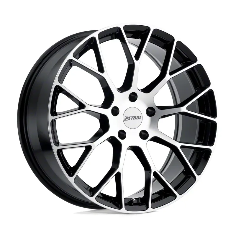Certified Petrol Throtl P2B Gloss Black Machined 4-Wheel Kit; 20x8.5; 40mm Offset; 5x108mm Bolt Pattern; 72.10mm Hub Bore 2085P2B405108F72